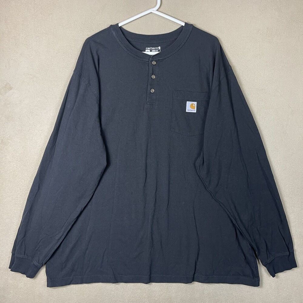 Carhartt T-Shirt Men XXL Black Long Sleeve Relaxed Fit Crew Neck Adult